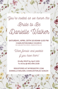 Walker Wedding Shower @ Charleston Bible Church | Charleston | South Carolina | United States